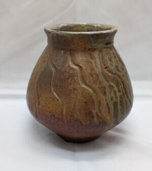 1997 Ben Owens III Seagrove Pottery Sgraffito Drip Glaze Signed Vase 6 Inch